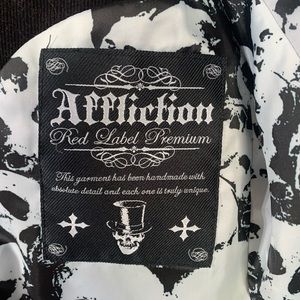 Rare find black corduroy affliction men’s dinner coat jacket live fast